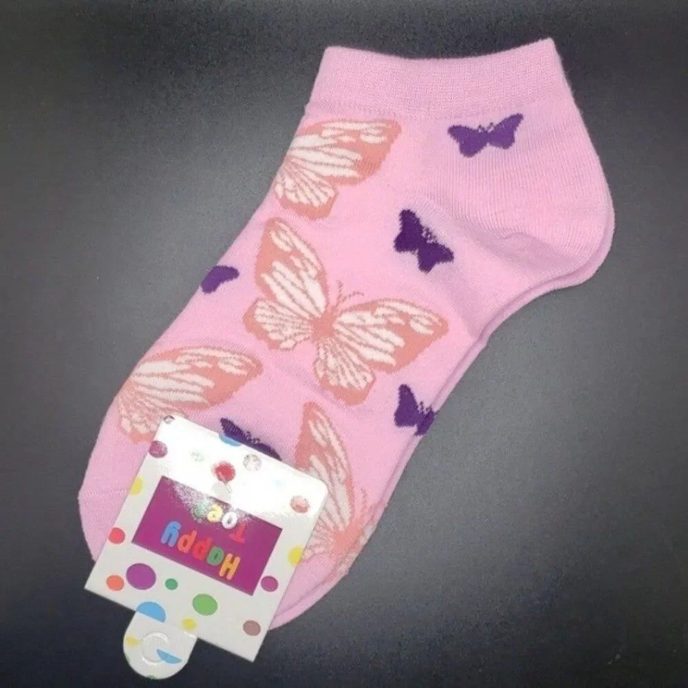 Pink Butterfly ankle socks